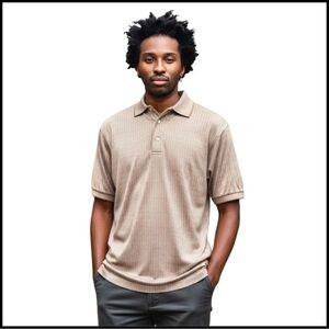 Nicklaus Men’s Classic Polo Shirt. Brown, Tan. Medium